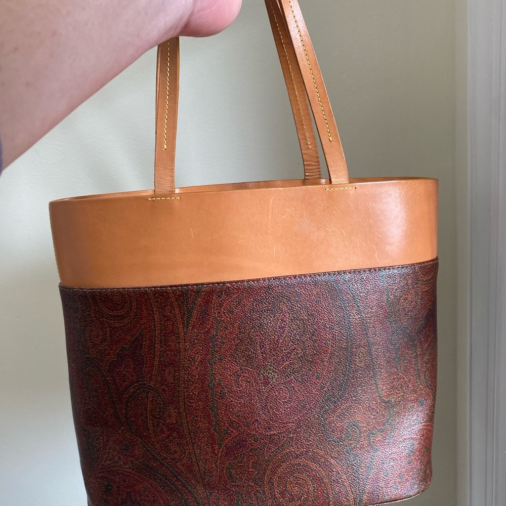 Etro Hand Bag Leather & Coated Canvas
